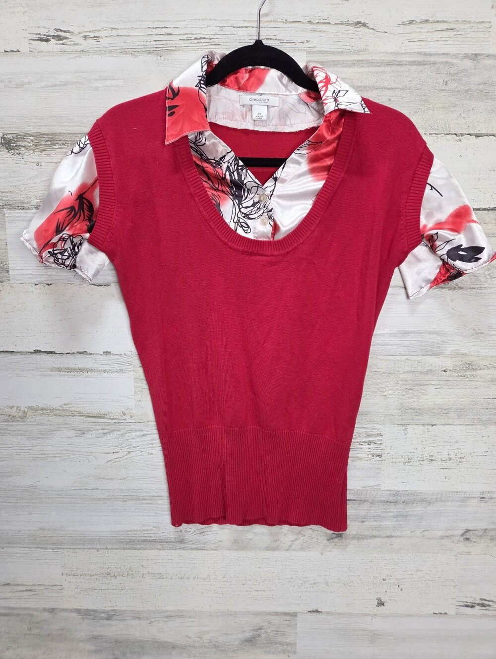 Plus Y2k Double-Layer Collared Work Blouse Size 2X